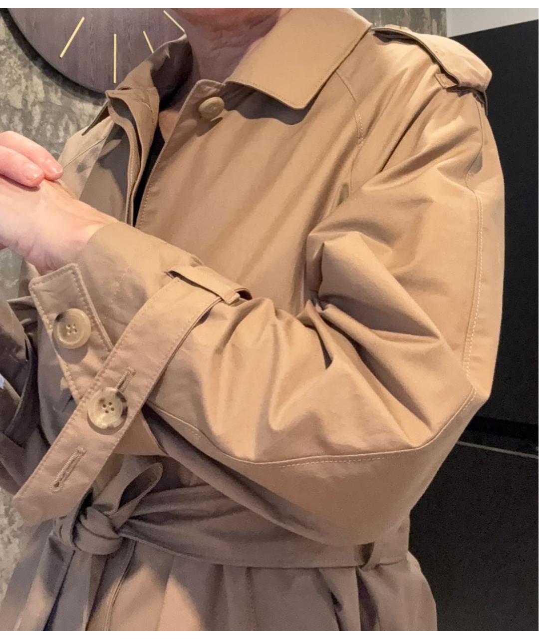 'S MAX MARA Бежевый хлопковый тренч/плащ, фото 7