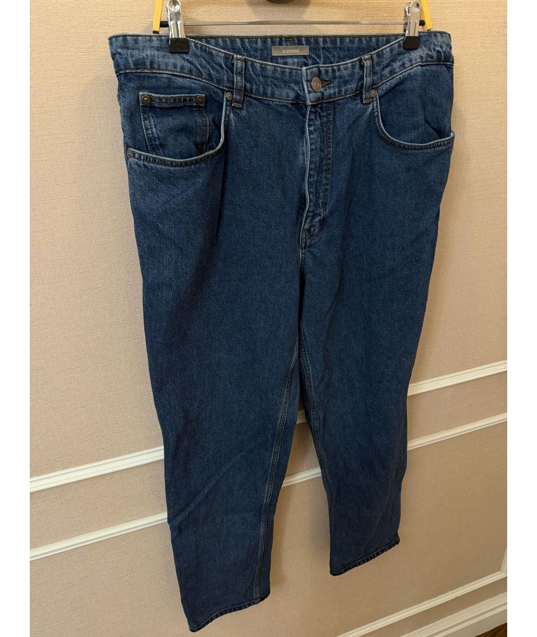 12 STOREEZ Синие хлопковые прямые джинсы, фото 2