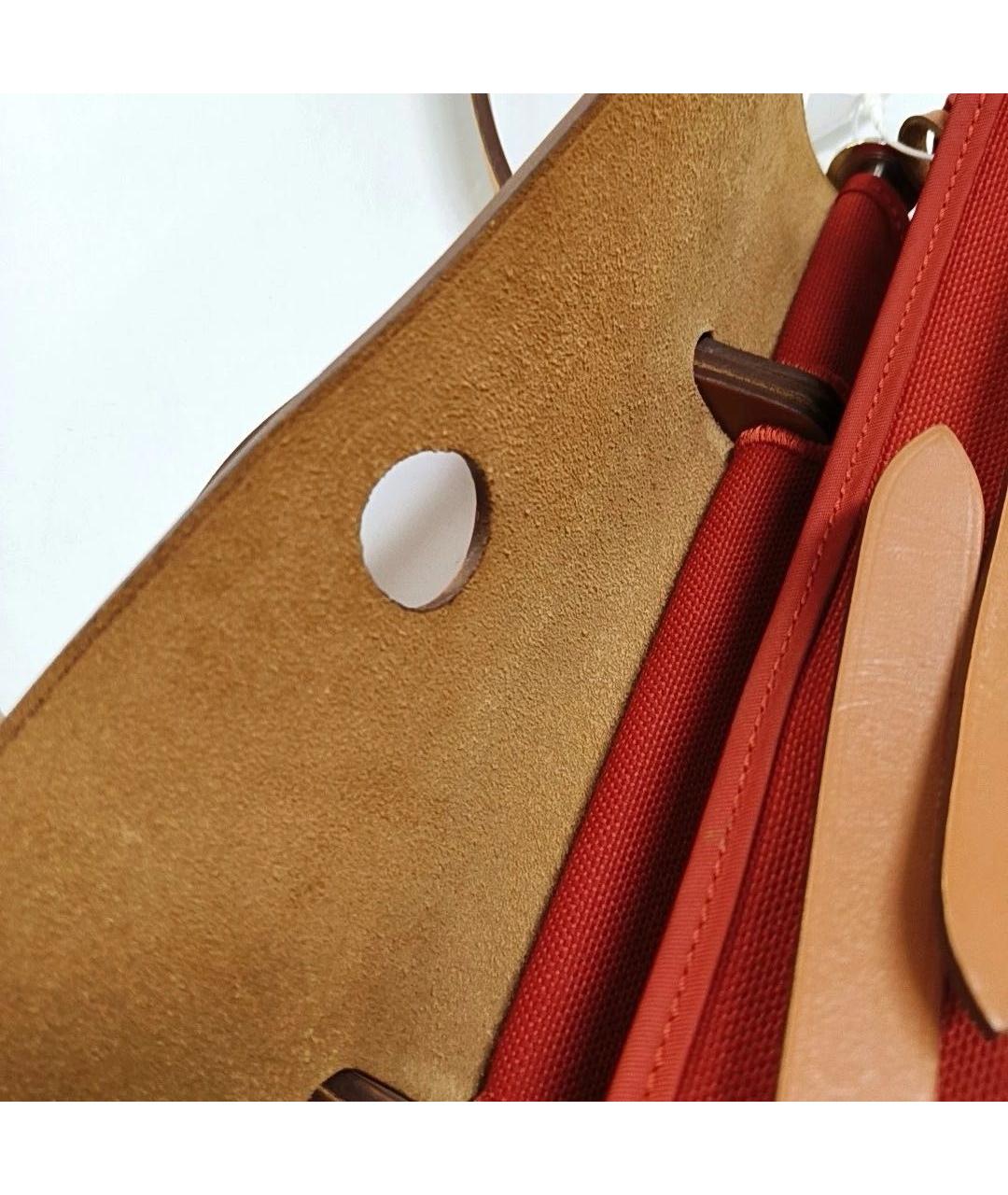 HERMES Красная тканевая сумка через плечо, фото 8