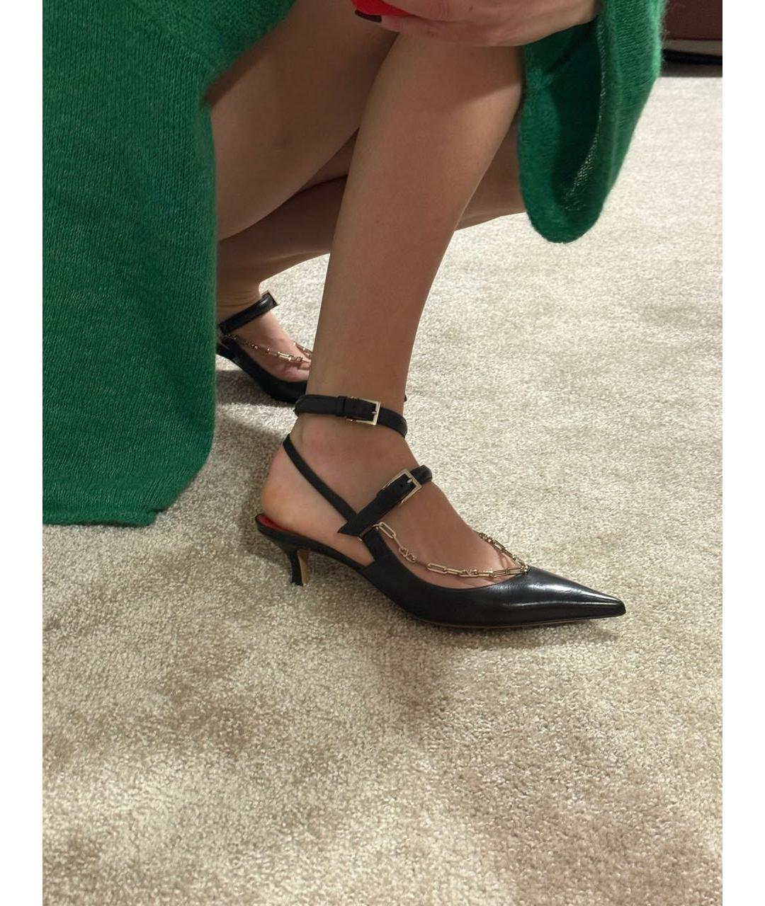 VALENTINO Черные кожаные босоножки, фото 7