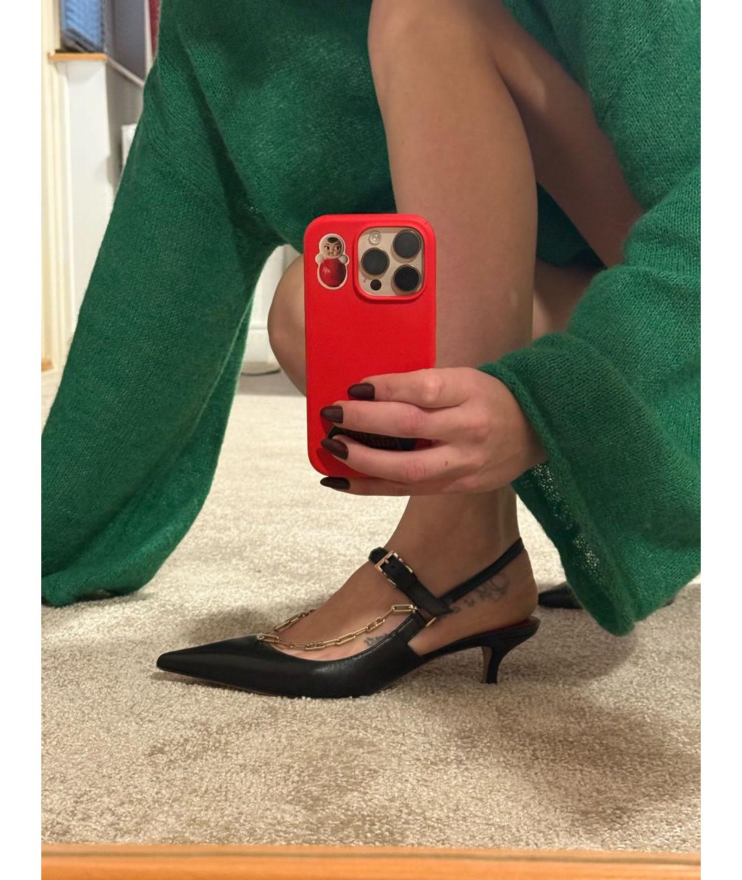 VALENTINO Черные кожаные босоножки, фото 6