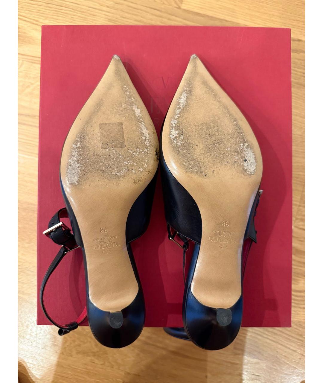 VALENTINO Черные кожаные босоножки, фото 8