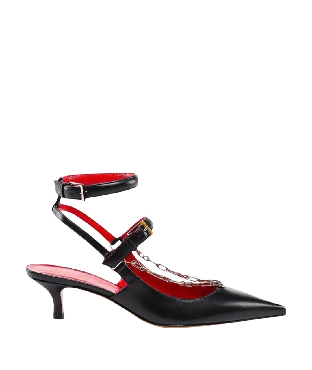 VALENTINO Черные кожаные босоножки, фото 1