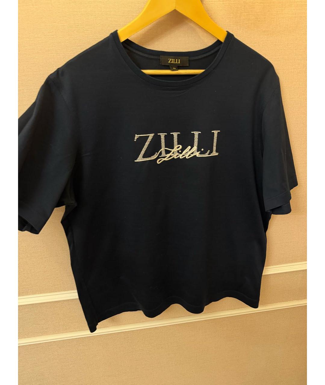 ZILLI Темно-синяя хлопковая футболка, фото 2