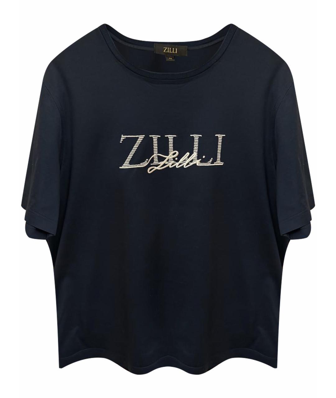 ZILLI Темно-синяя хлопковая футболка, фото 1