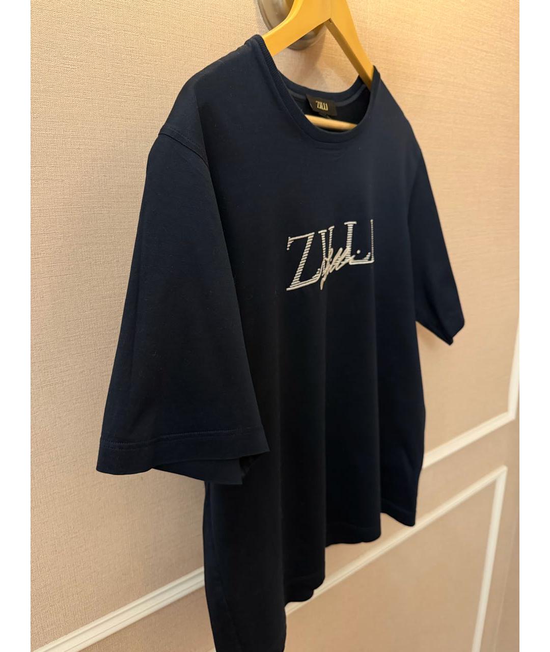 ZILLI Темно-синяя хлопковая футболка, фото 3