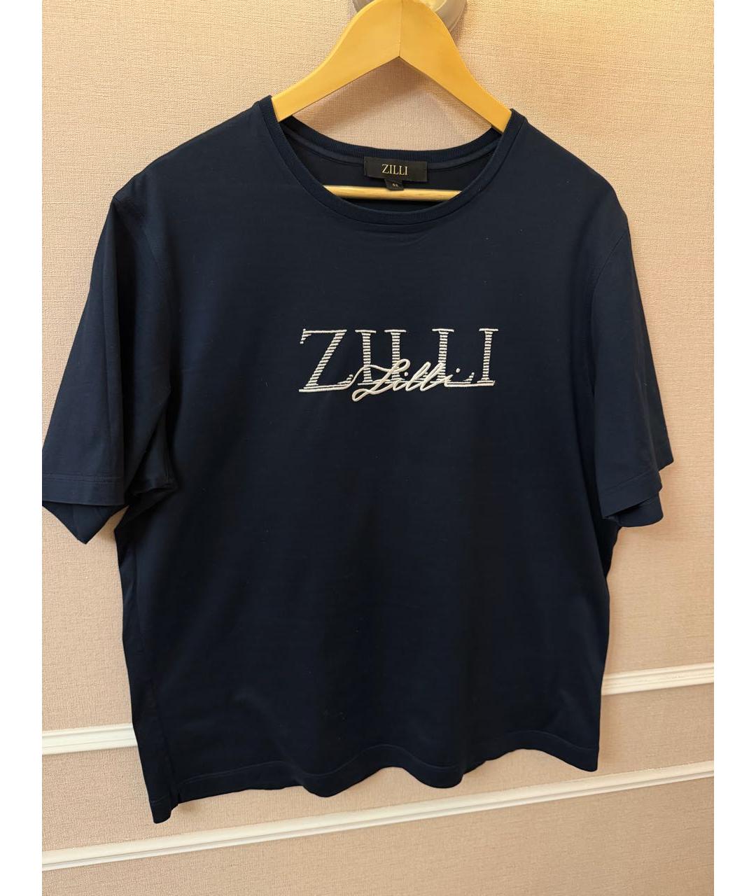 ZILLI Темно-синяя хлопковая футболка, фото 4