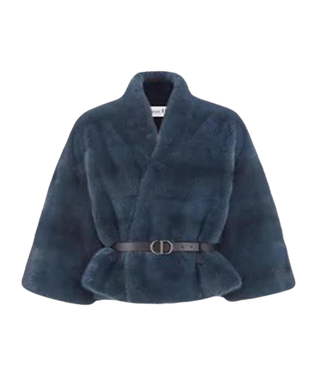 CHRISTIAN DIOR Синяя меховая шуба, фото 1