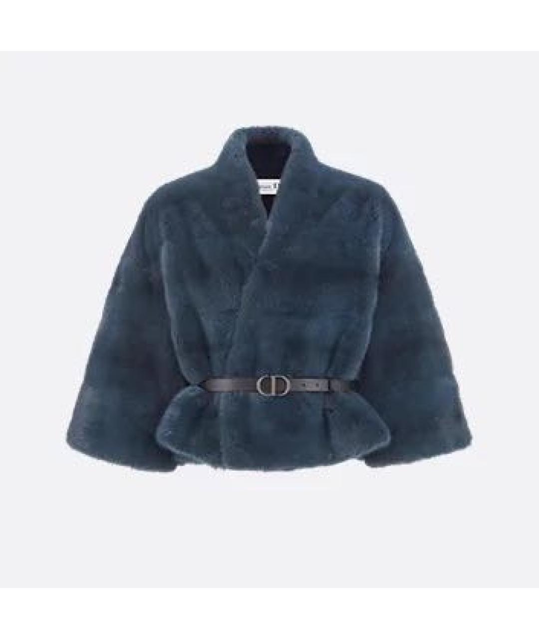 CHRISTIAN DIOR Синяя меховая шуба, фото 3