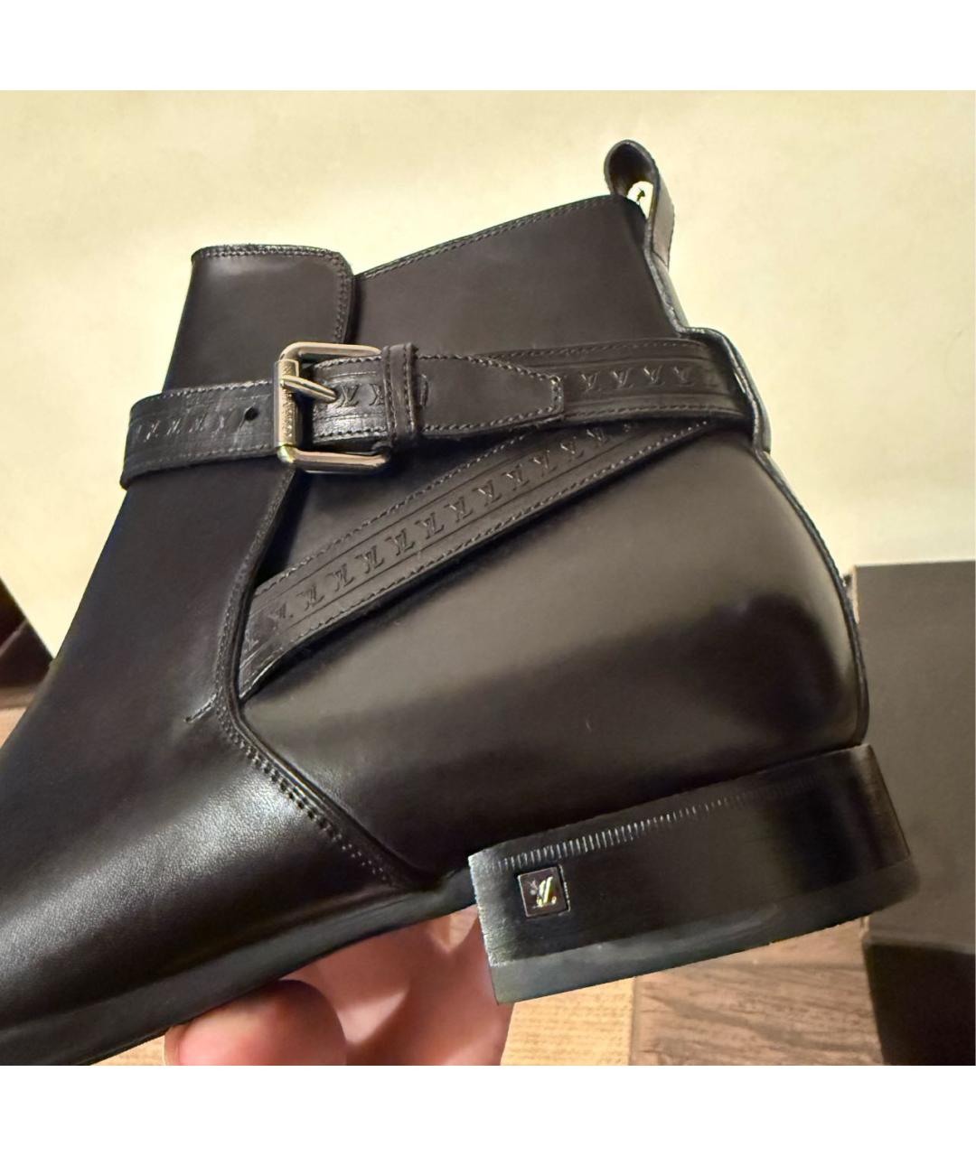 LOUIS VUITTON Черные кожаные высокие ботинки, фото 6