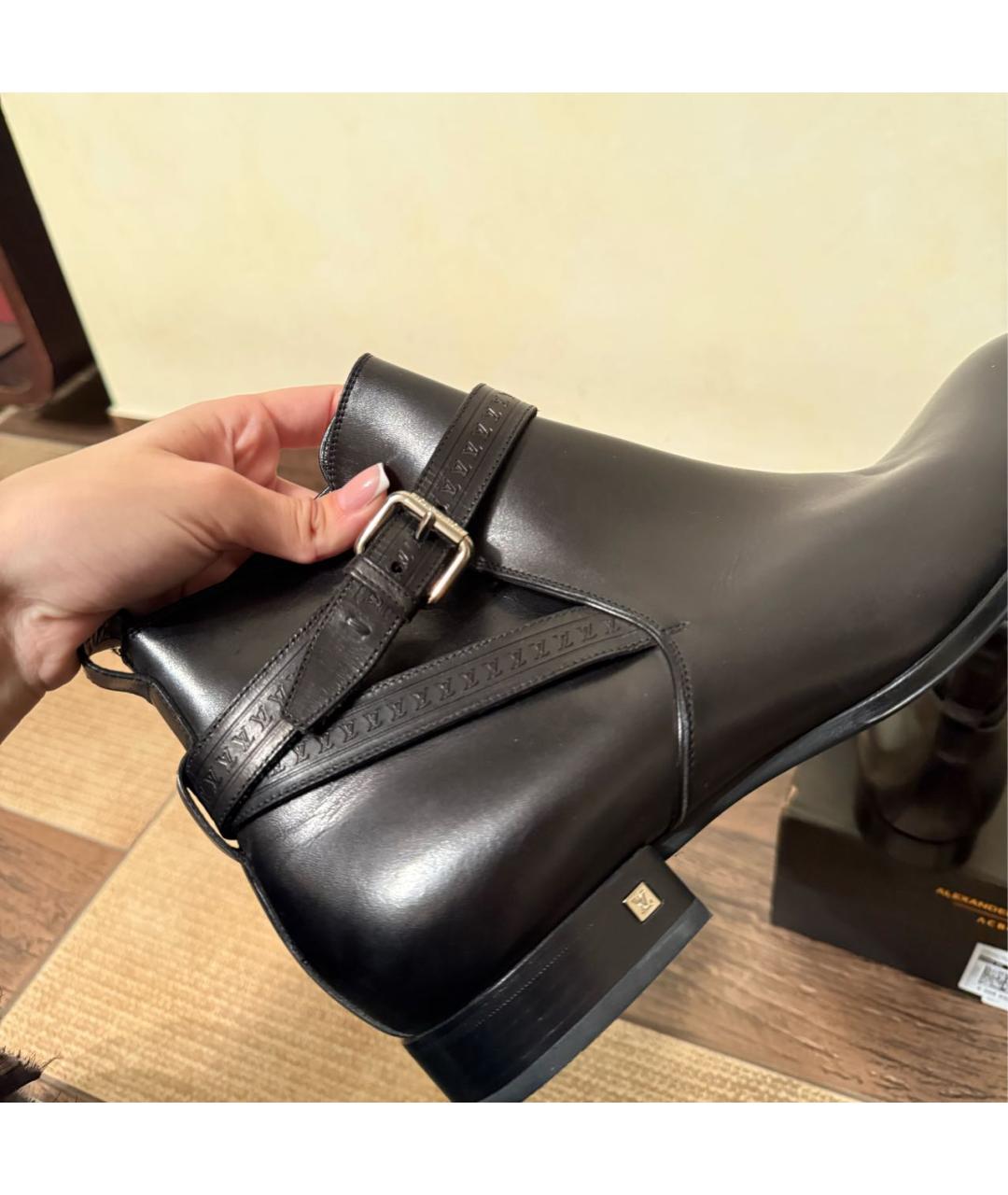 LOUIS VUITTON Черные кожаные высокие ботинки, фото 7