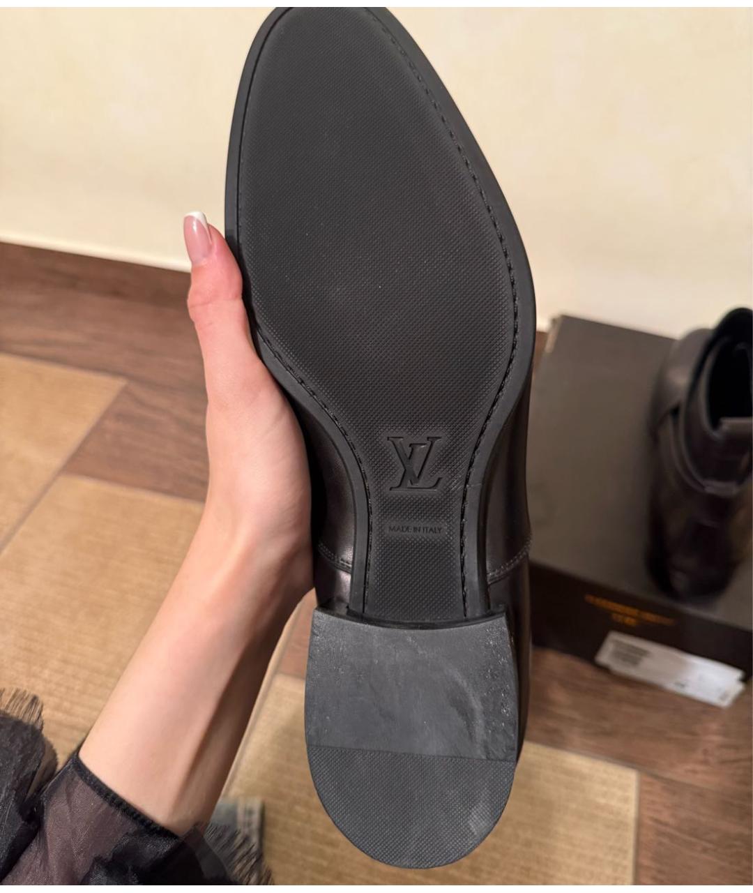 LOUIS VUITTON Черные кожаные высокие ботинки, фото 8