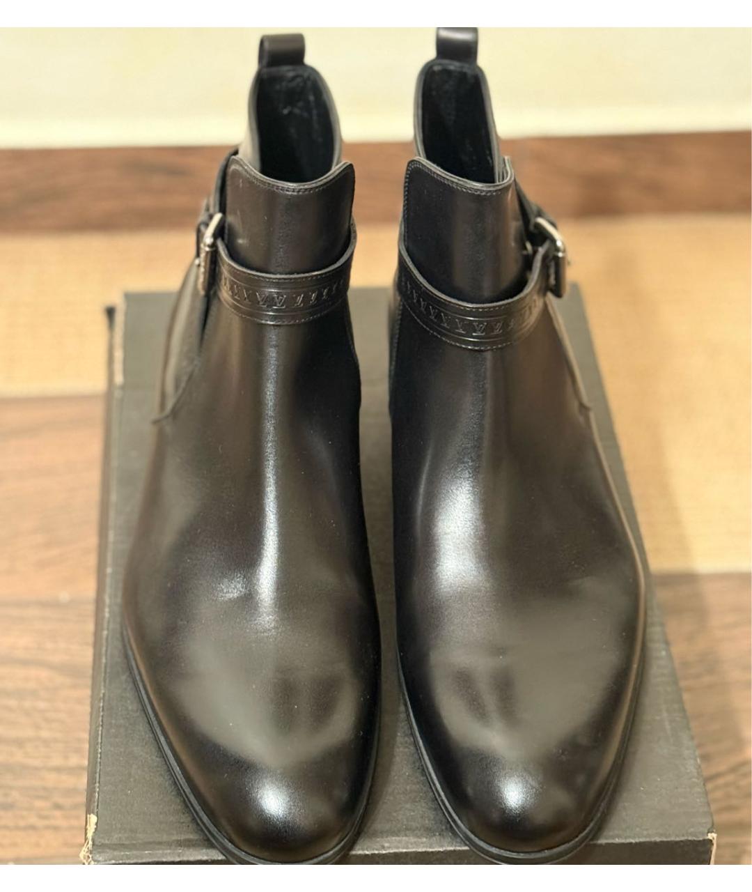 LOUIS VUITTON Черные кожаные высокие ботинки, фото 2