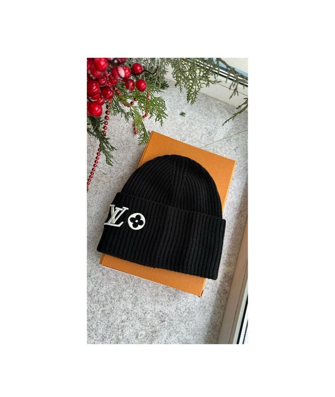 LOUIS VUITTON Черная шерстяная шапка, фото 3