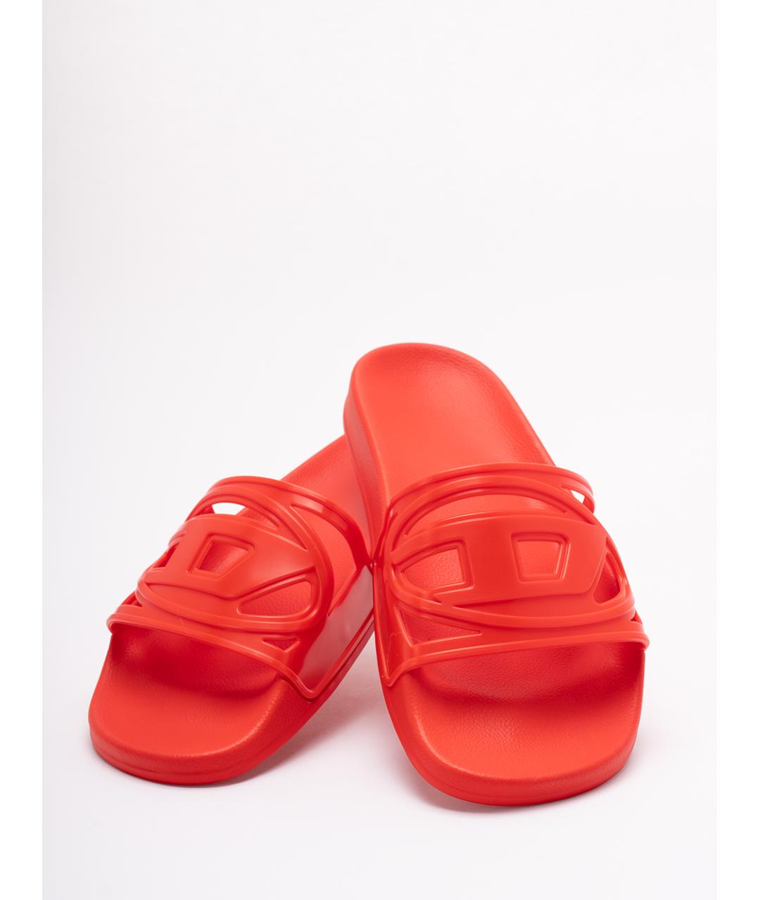 DIESEL Красные резиновые шлепанцы, фото 5