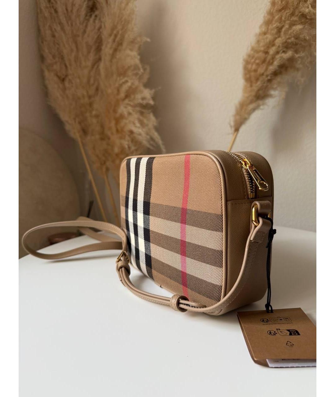 BURBERRY Бежевая тканевая сумка через плечо, фото 4