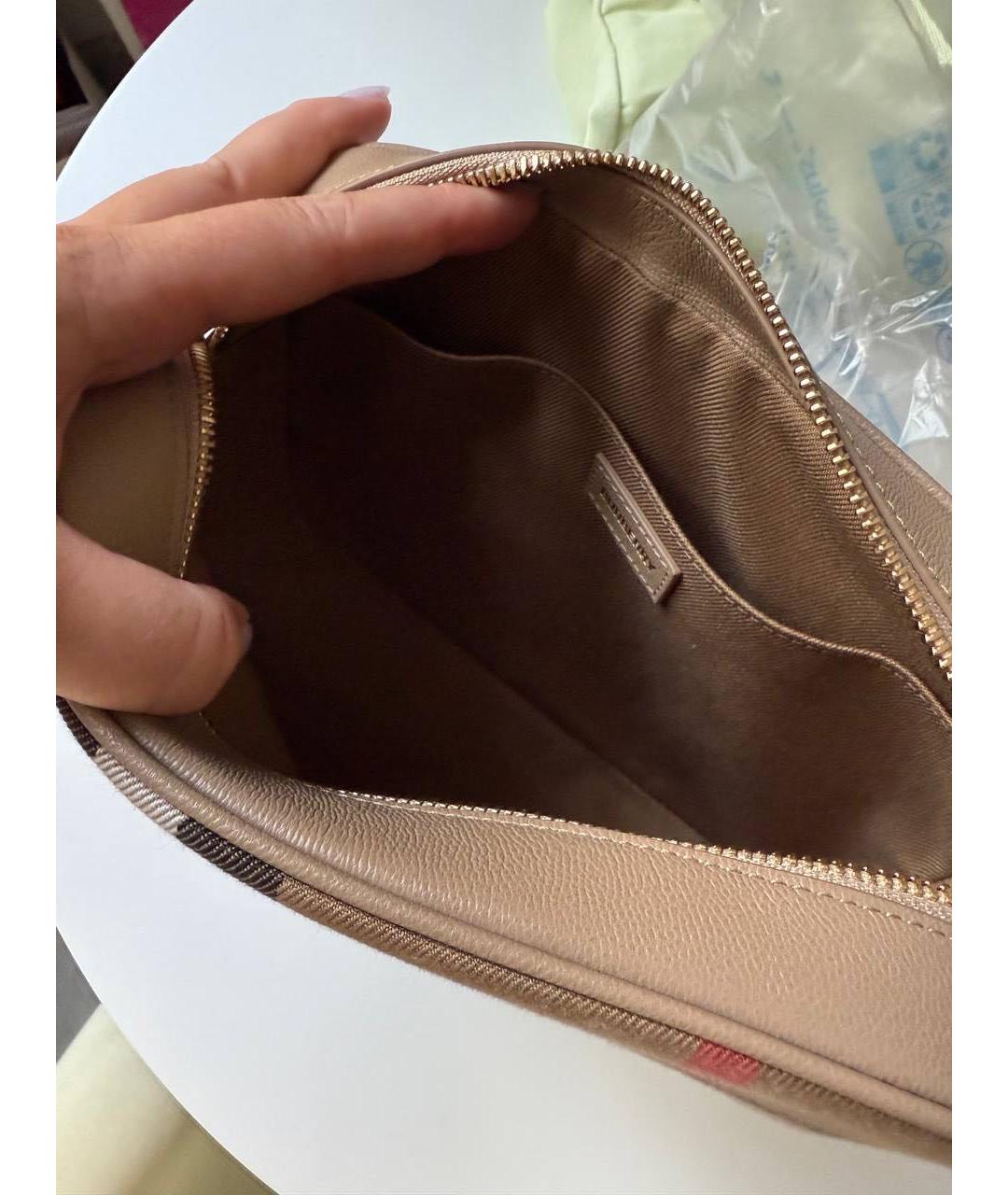 BURBERRY Бежевая тканевая сумка через плечо, фото 6