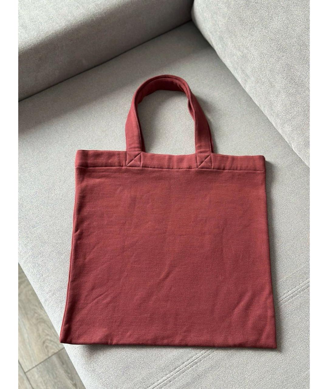 SAINT LAURENT Бордовая хлопковая сумка тоут, фото 4