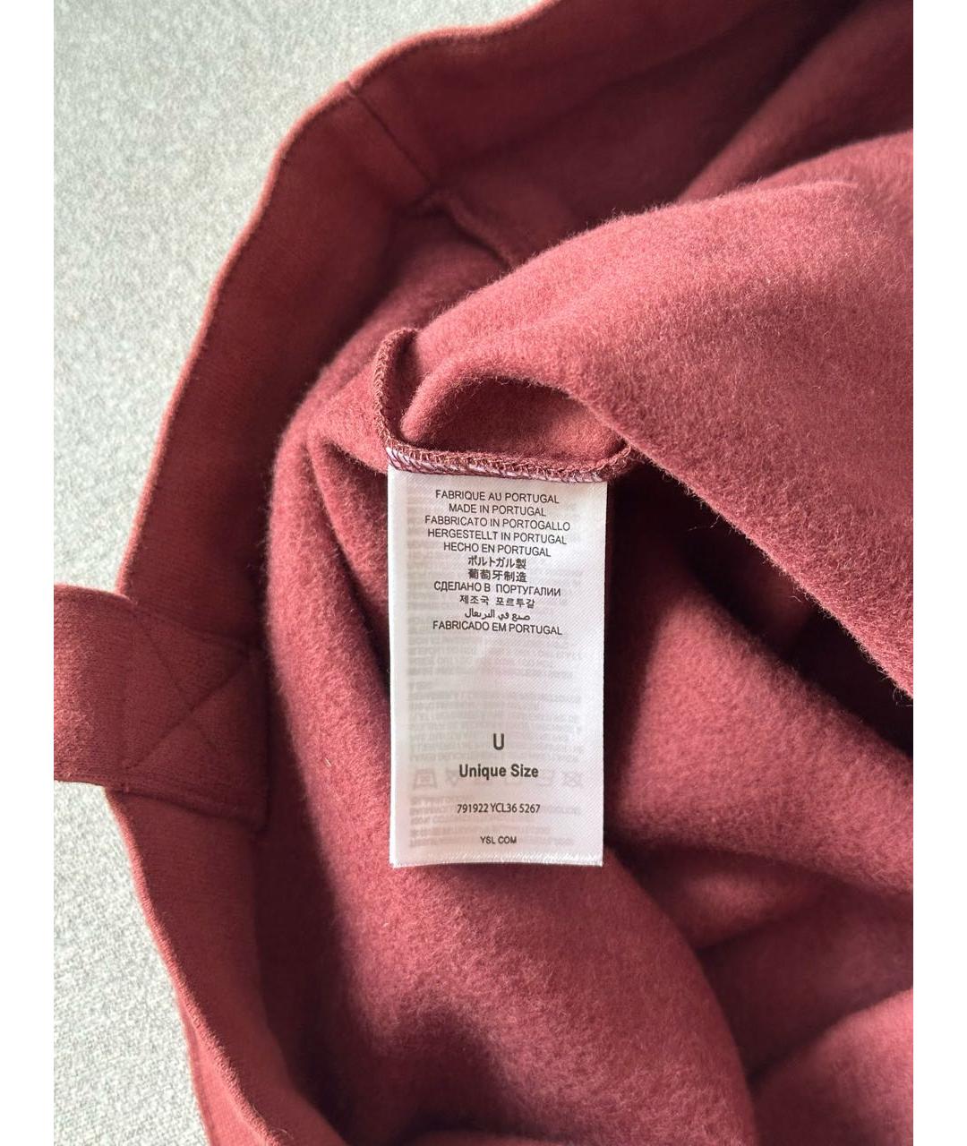 SAINT LAURENT Бордовая хлопковая сумка тоут, фото 7