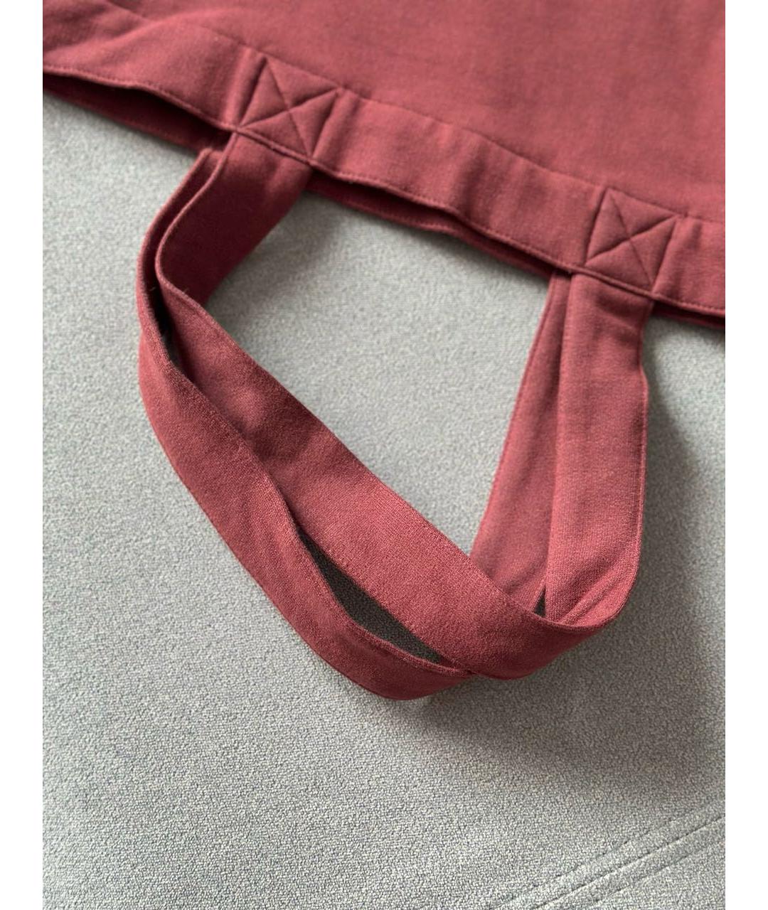 SAINT LAURENT Бордовая хлопковая сумка тоут, фото 5