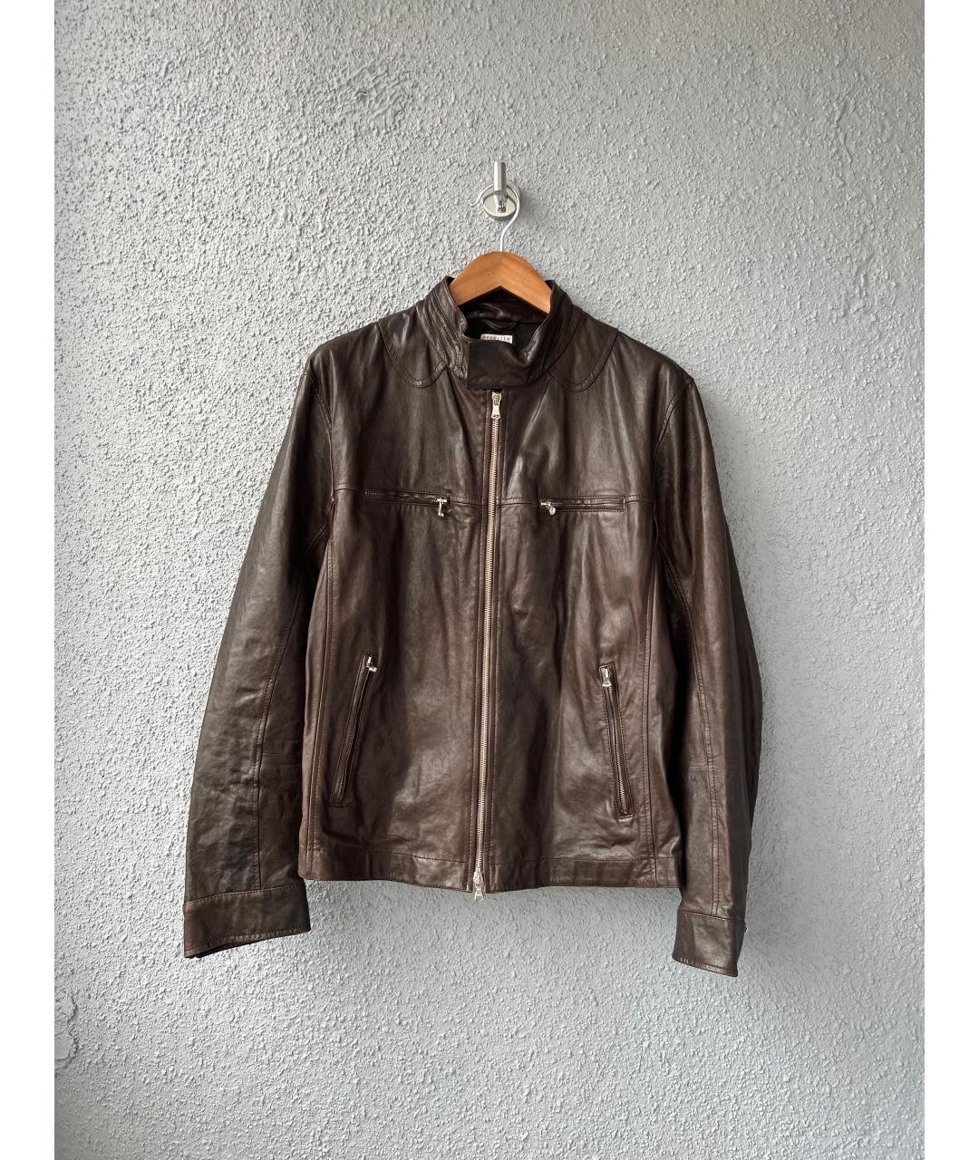 BRUNELLO CUCINELLI Коричневая кожаная куртка, фото 8