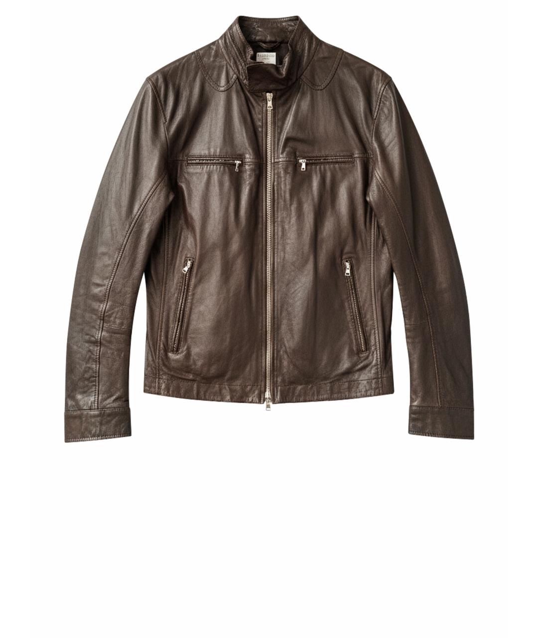 BRUNELLO CUCINELLI Коричневая кожаная куртка, фото 1
