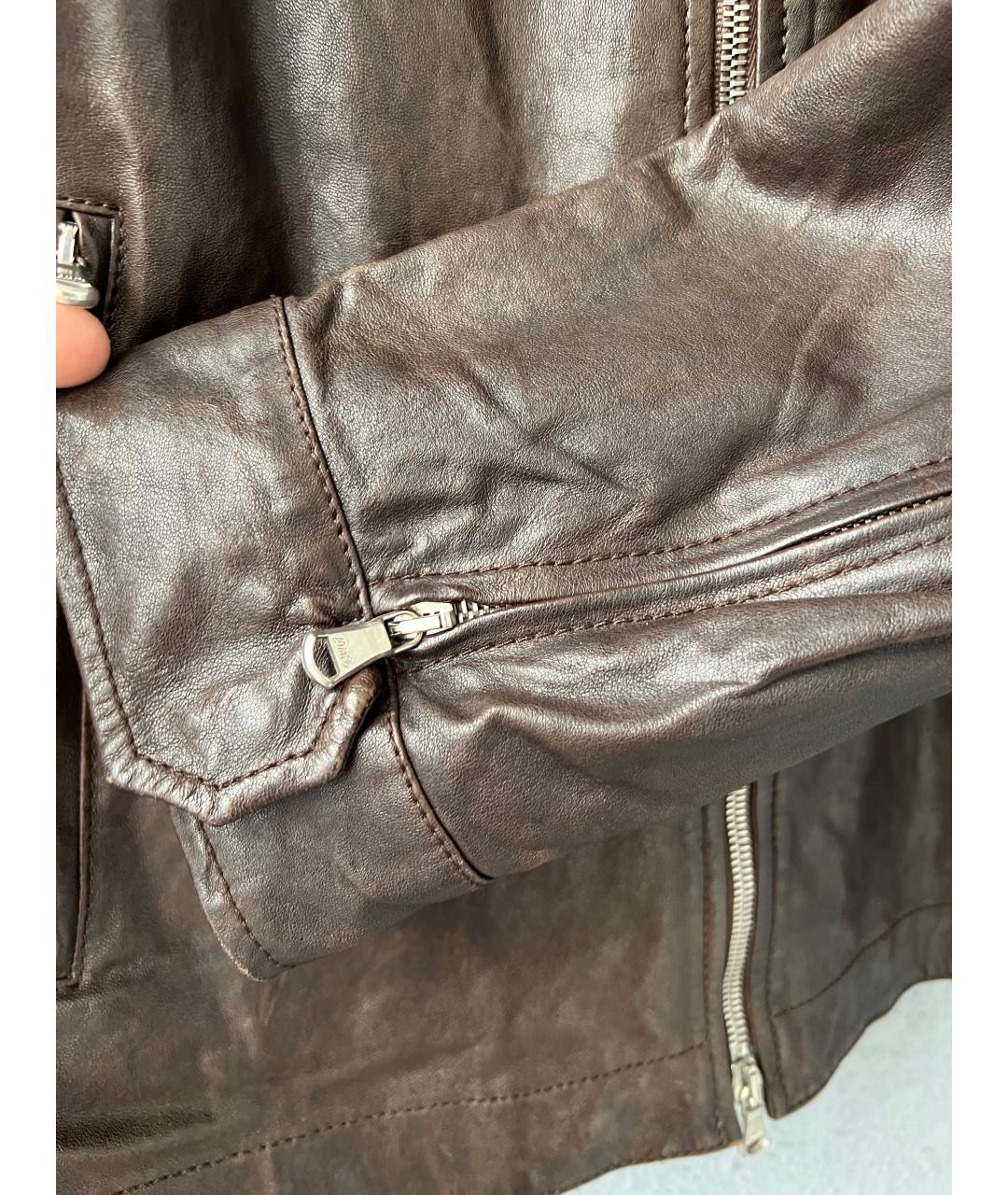 BRUNELLO CUCINELLI Коричневая кожаная куртка, фото 5