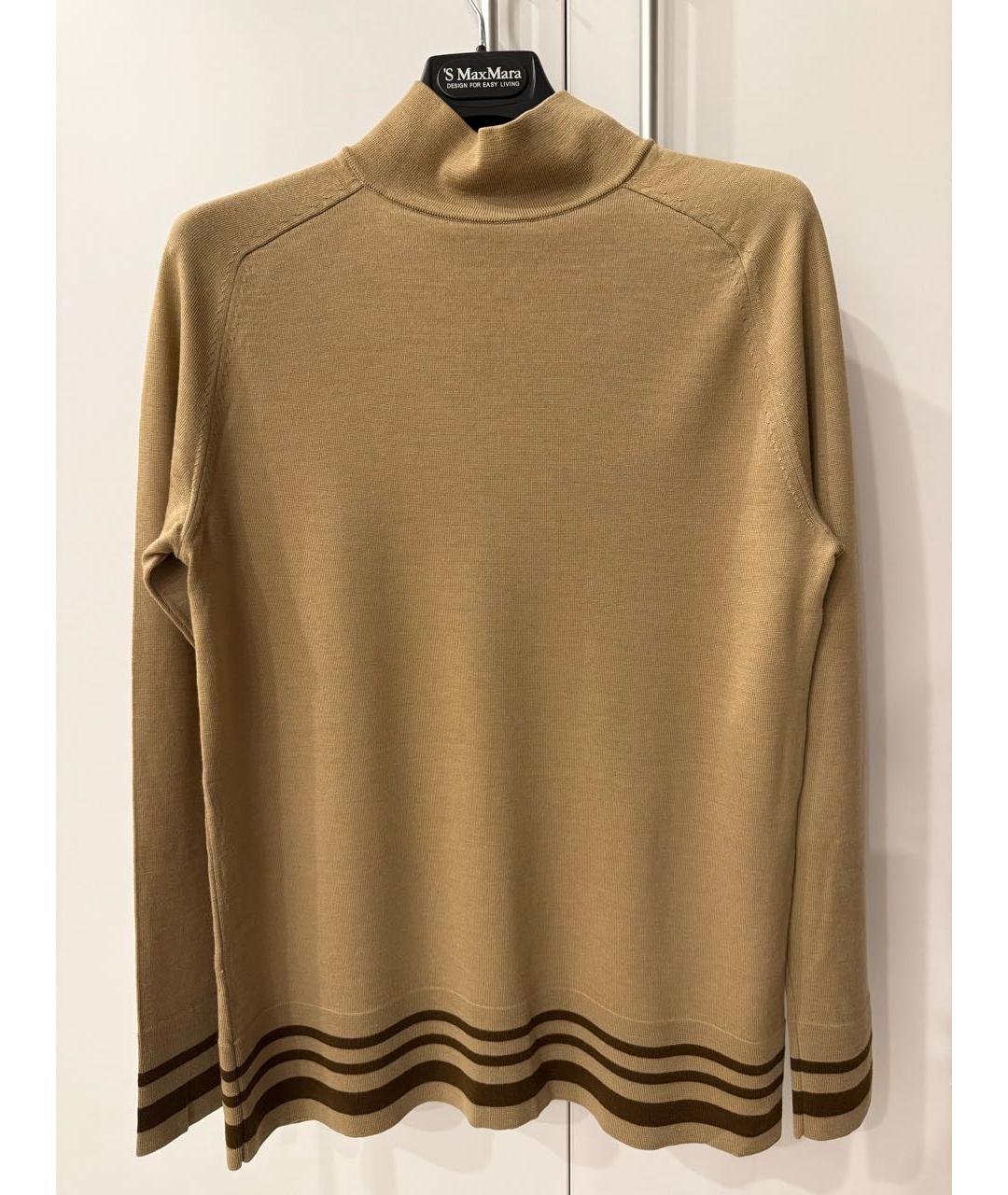 'S MAX MARA Бежевый шерстяной джемпер / свитер, фото 8