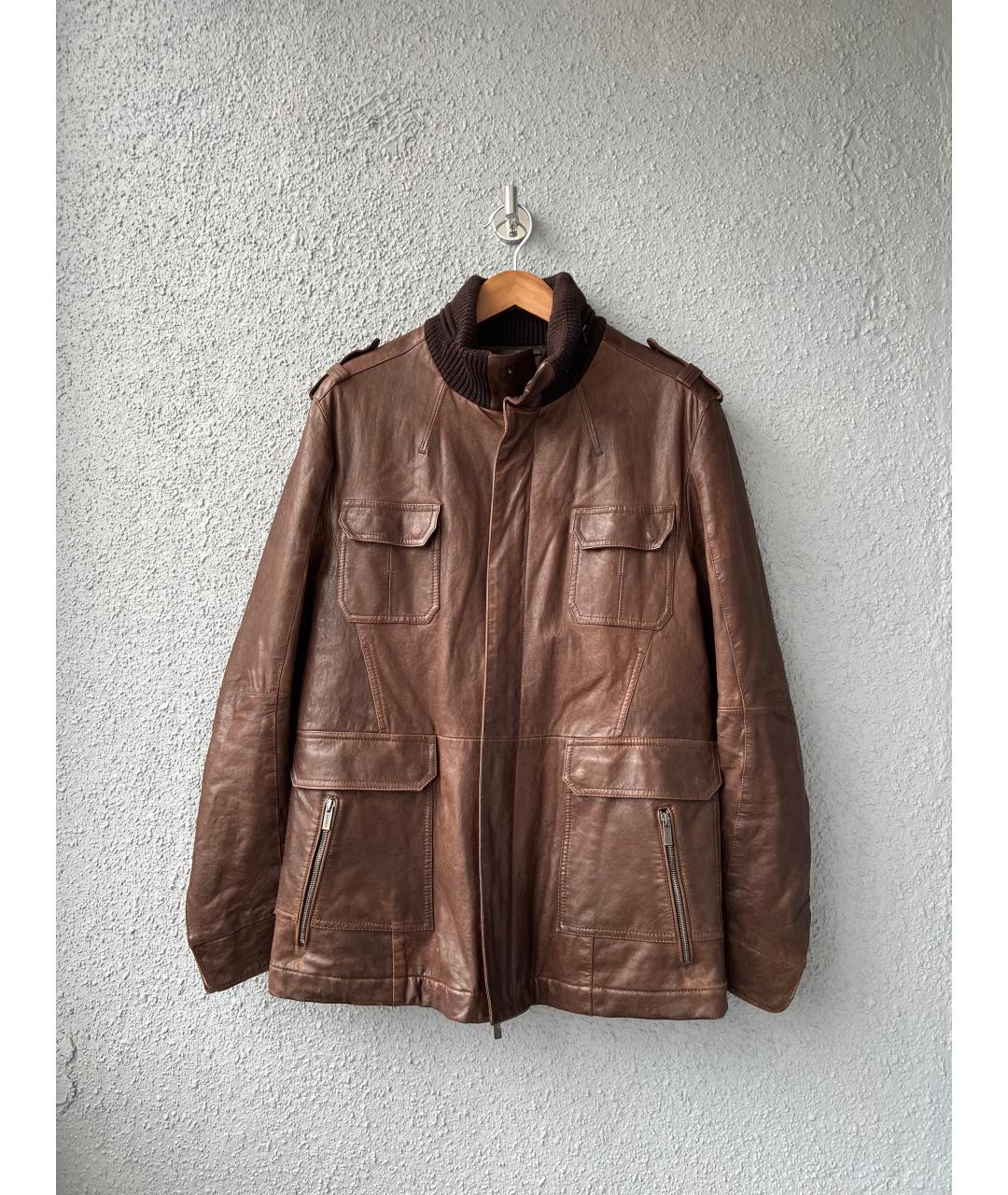 FENDI Коричневая кожаная куртка, фото 10