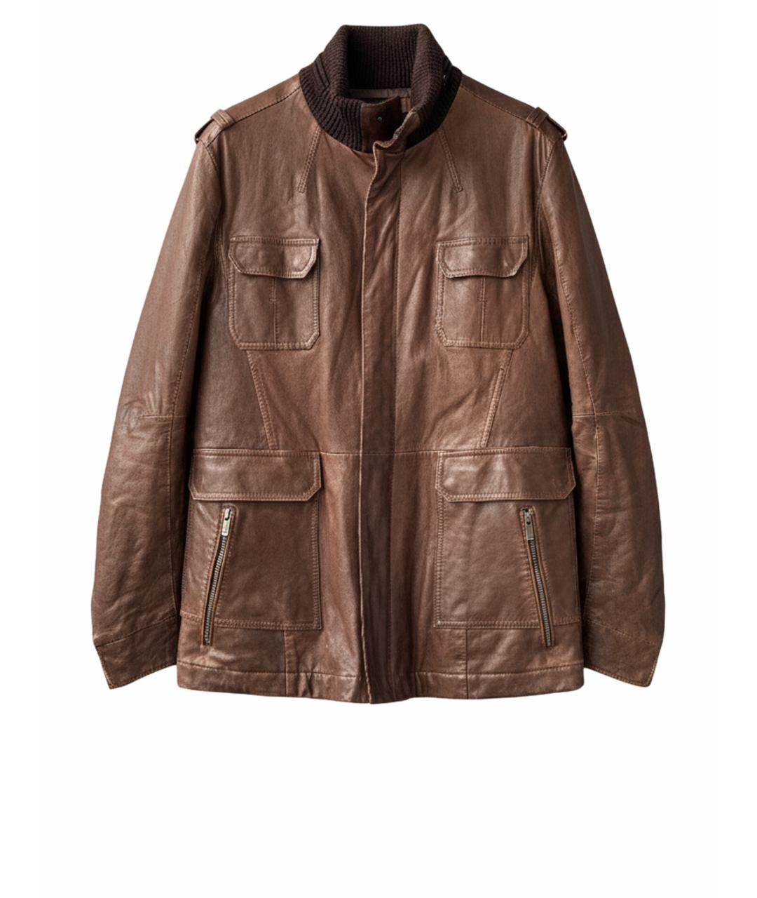 FENDI Коричневая кожаная куртка, фото 1