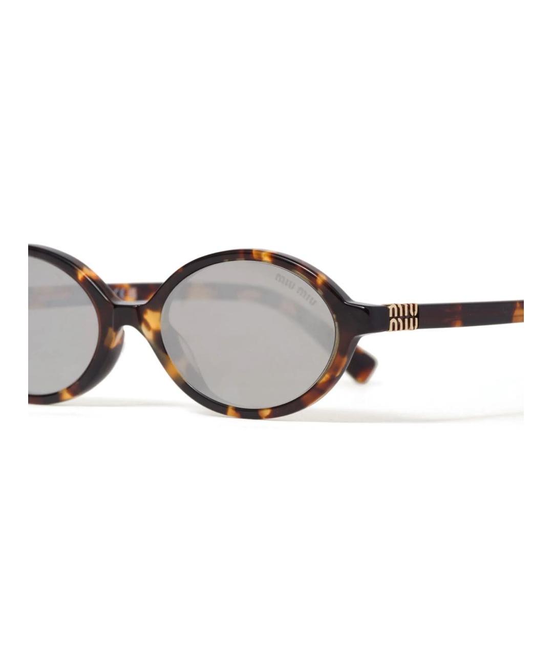 MIU MIU Коричневые пластиковые солнцезащитные очки, фото 2