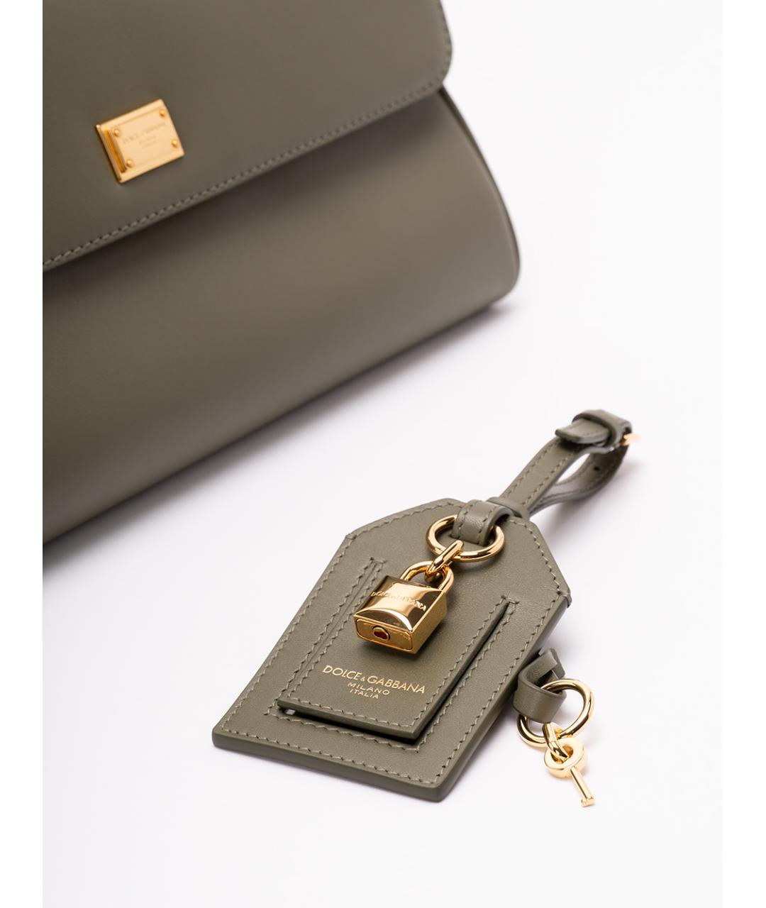 DOLCE&GABBANA Зеленая кожаная сумка тоут, фото 4