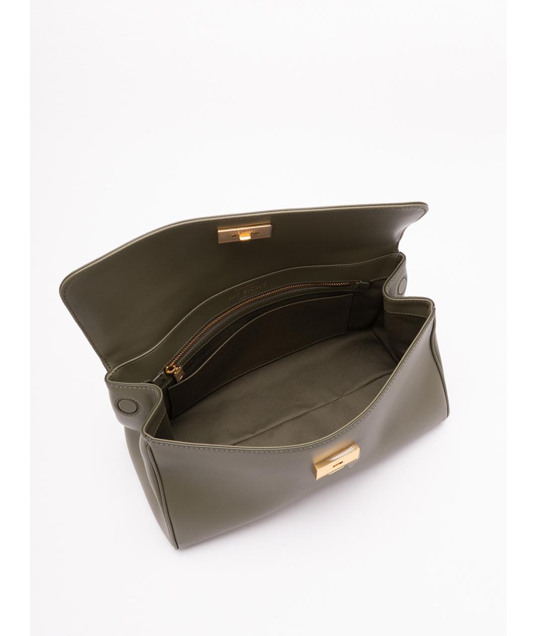 DOLCE&GABBANA Зеленая кожаная сумка тоут, фото 5