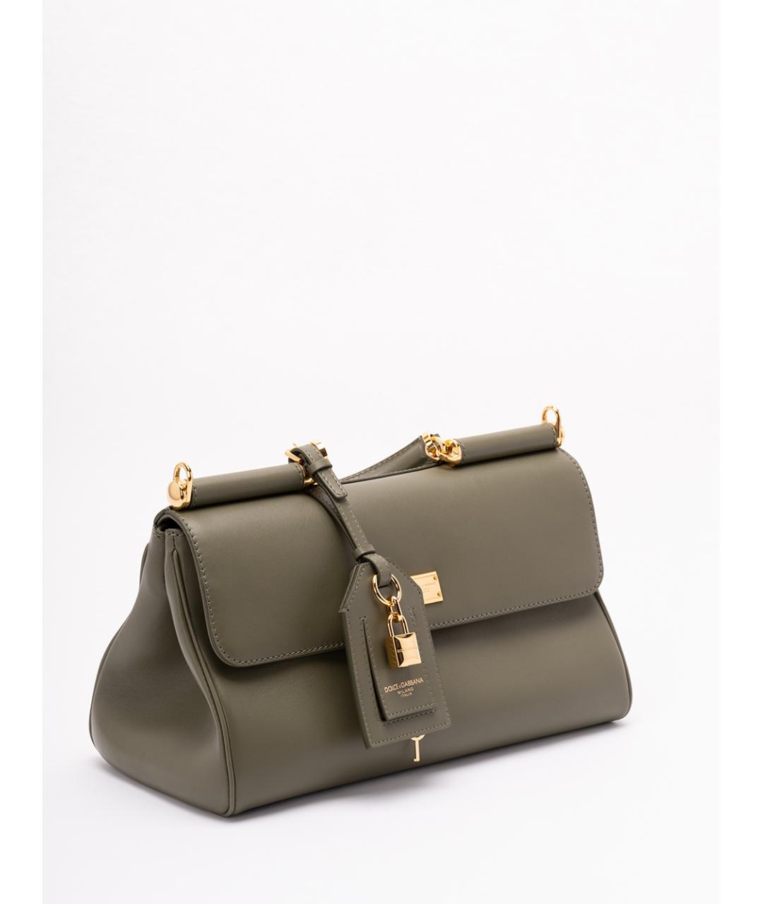 DOLCE&GABBANA Зеленая кожаная сумка тоут, фото 3