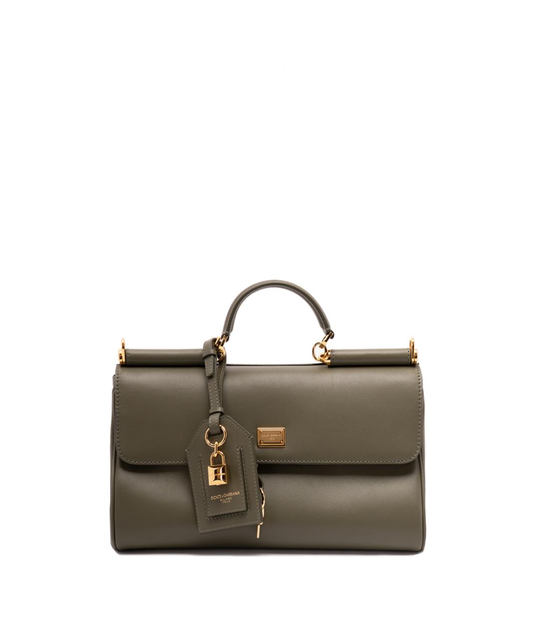 DOLCE&GABBANA Зеленая кожаная сумка тоут, фото 1