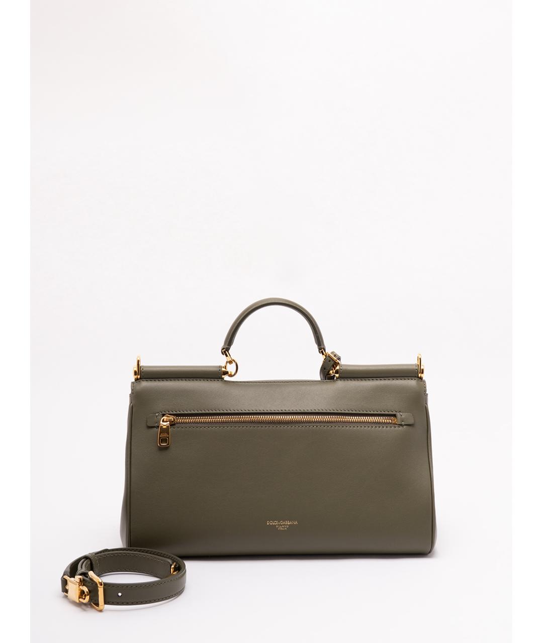 DOLCE&GABBANA Зеленая кожаная сумка тоут, фото 2