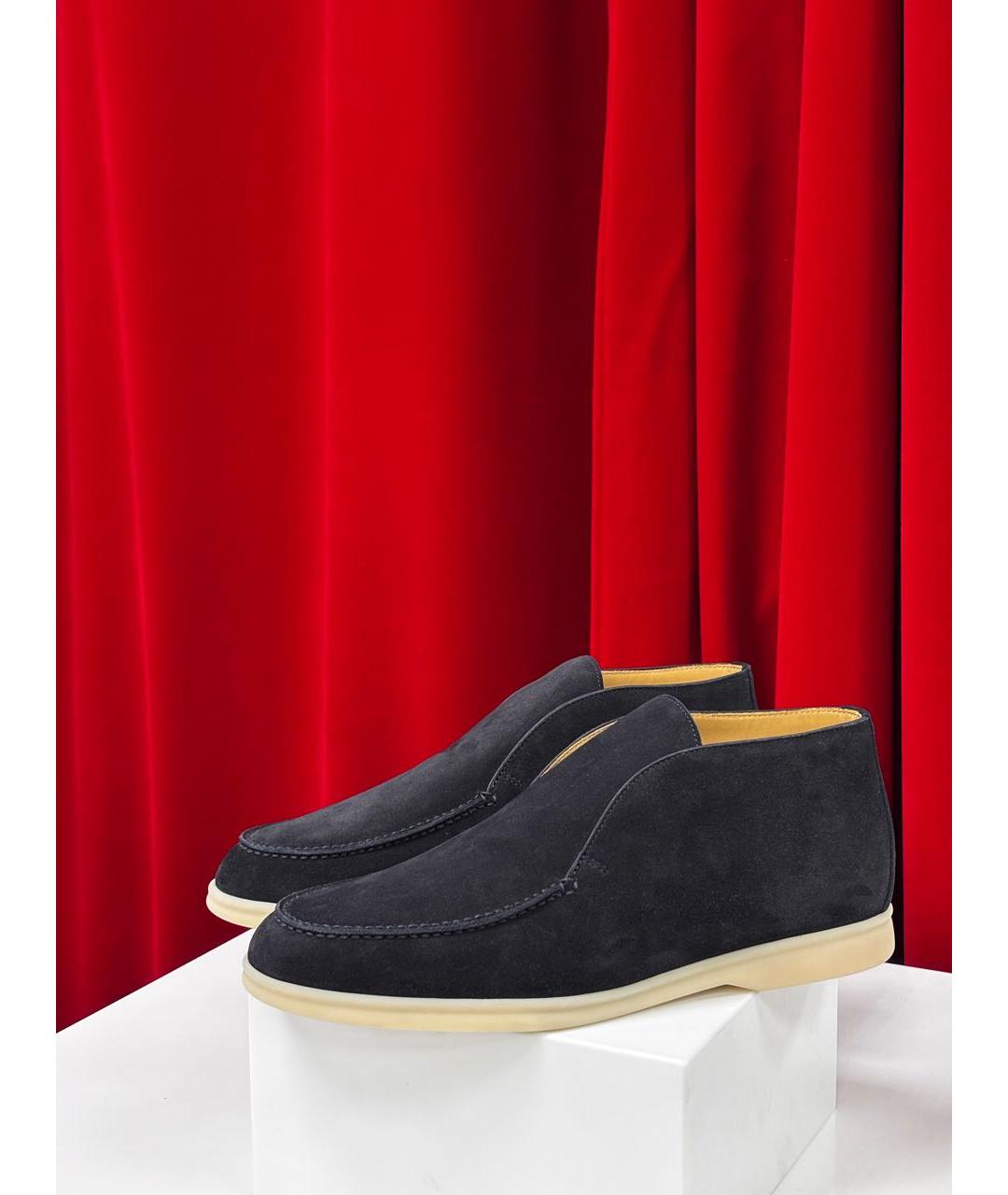 LORO PIANA Темно-синие замшевые лоферы, фото 4