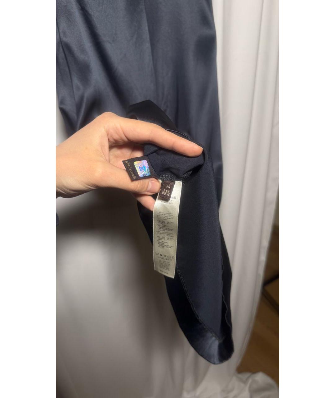 ROBERTO CAVALLI Темно-синее шелковое вечернее платье, фото 6