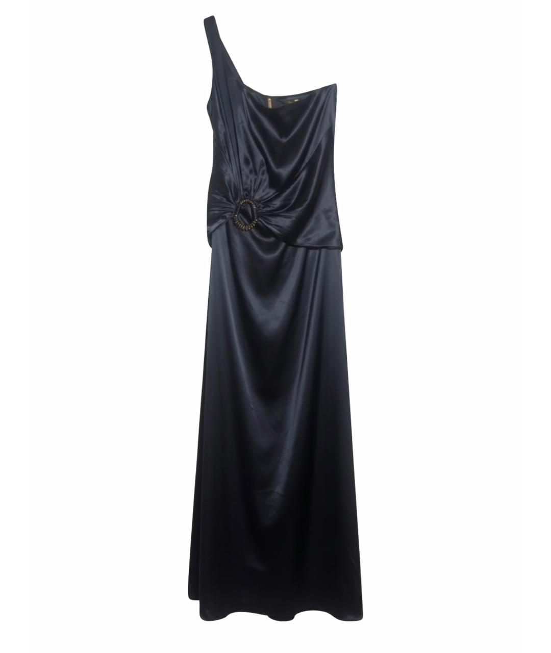 ROBERTO CAVALLI Темно-синее шелковое вечернее платье, фото 1