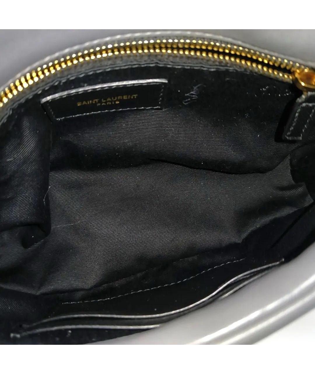 SAINT LAURENT Серая кожаная сумка через плечо, фото 5