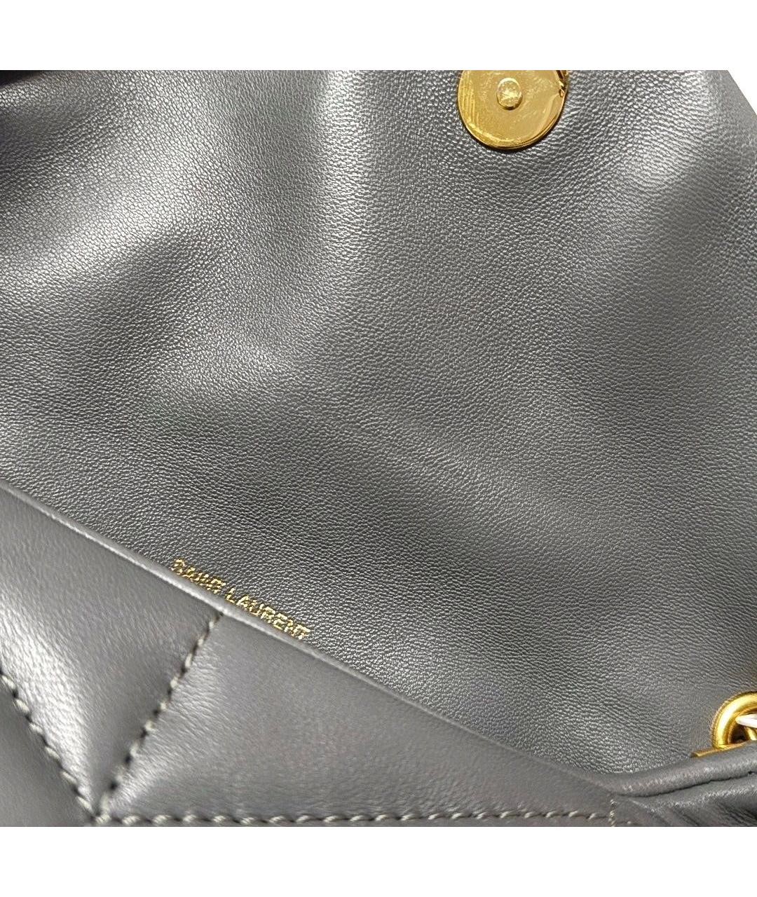 SAINT LAURENT Серая кожаная сумка через плечо, фото 6