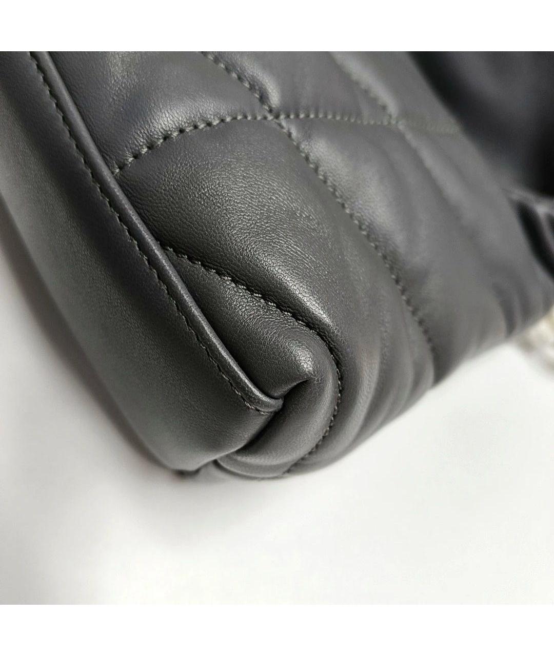 SAINT LAURENT Серая кожаная сумка через плечо, фото 7