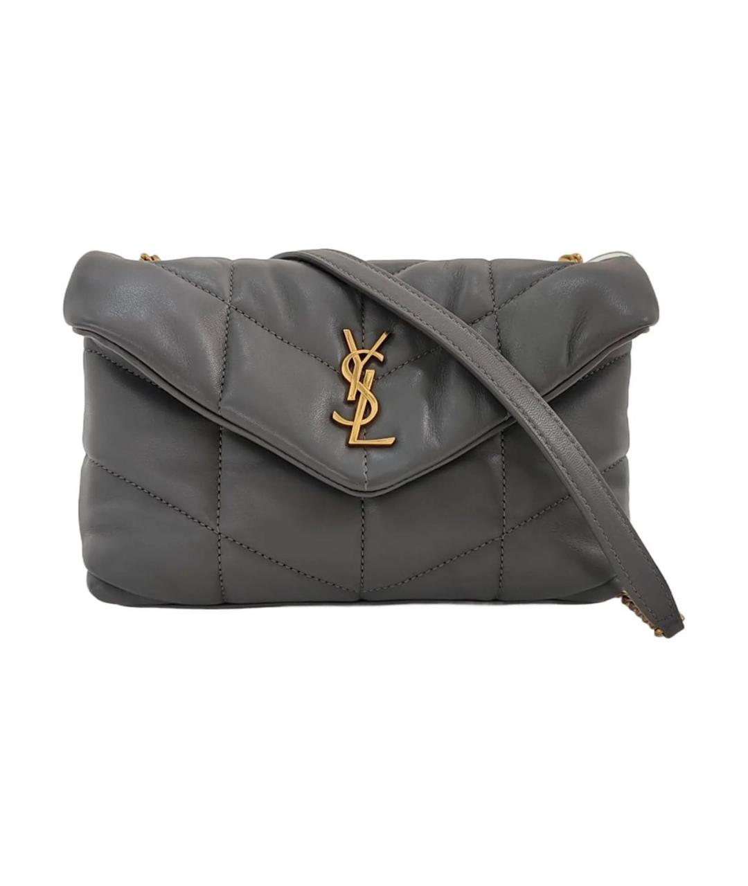 SAINT LAURENT Серая кожаная сумка через плечо, фото 1