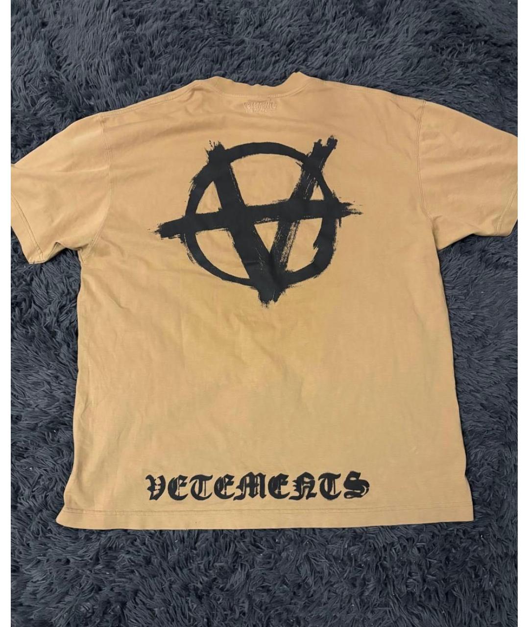 VETEMENTS Бежевая хлопковая футболка, фото 2