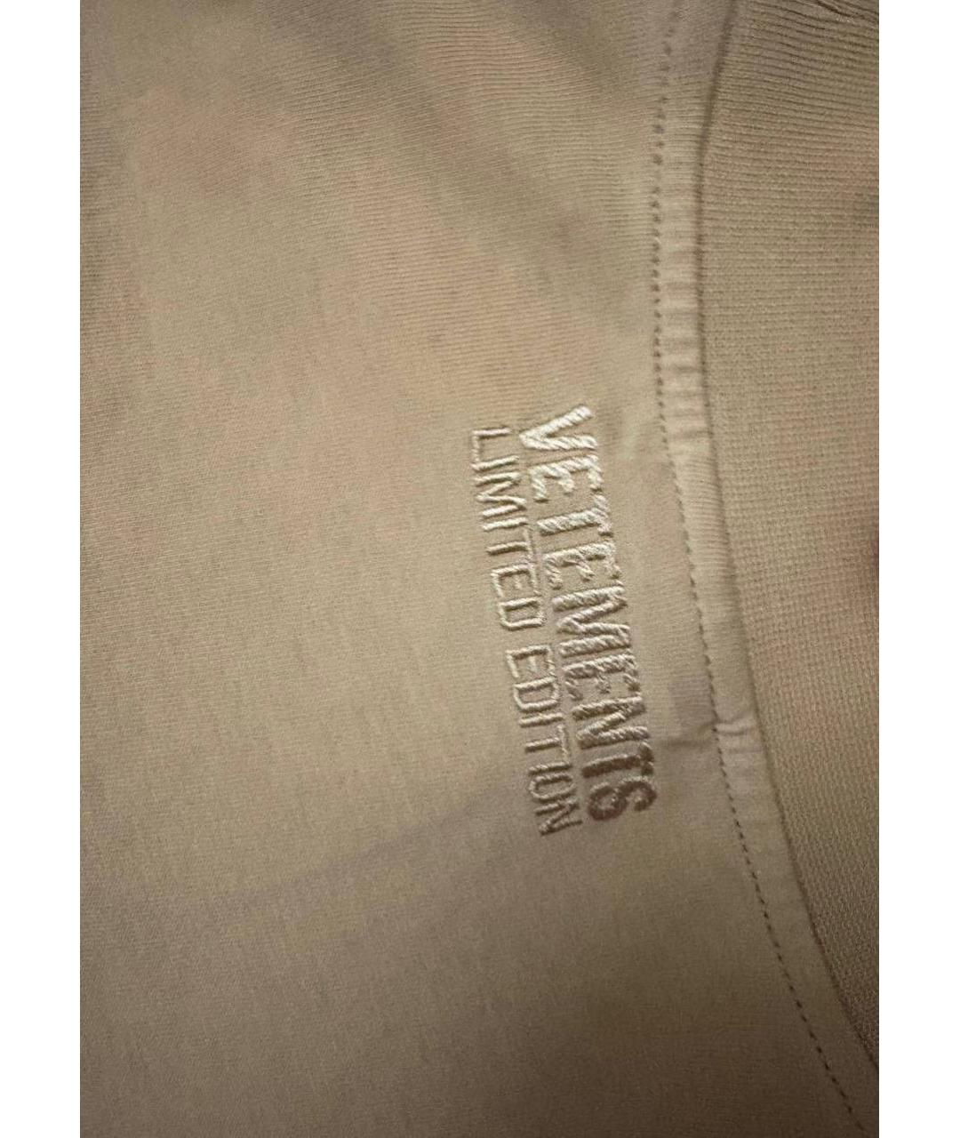 VETEMENTS Бежевая хлопковая футболка, фото 4