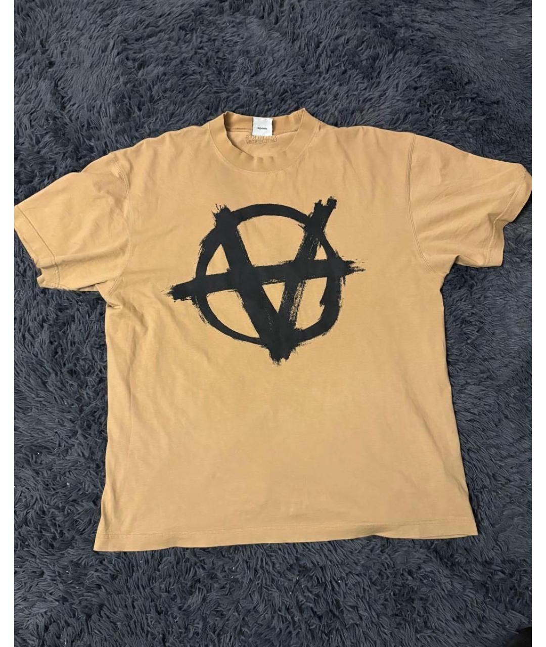 VETEMENTS Бежевая хлопковая футболка, фото 6