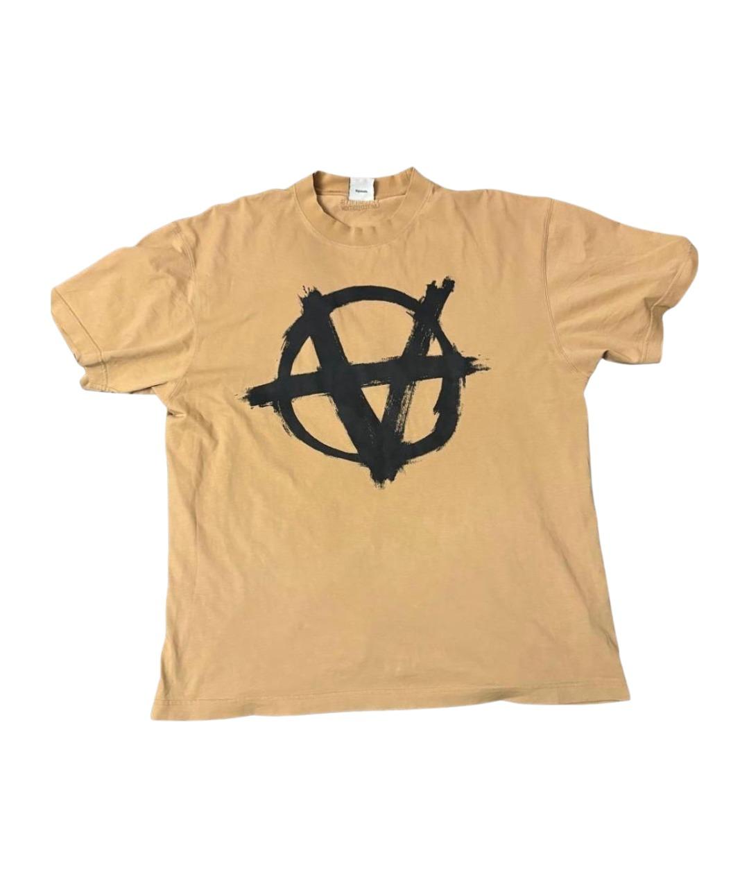 VETEMENTS Бежевая хлопковая футболка, фото 1