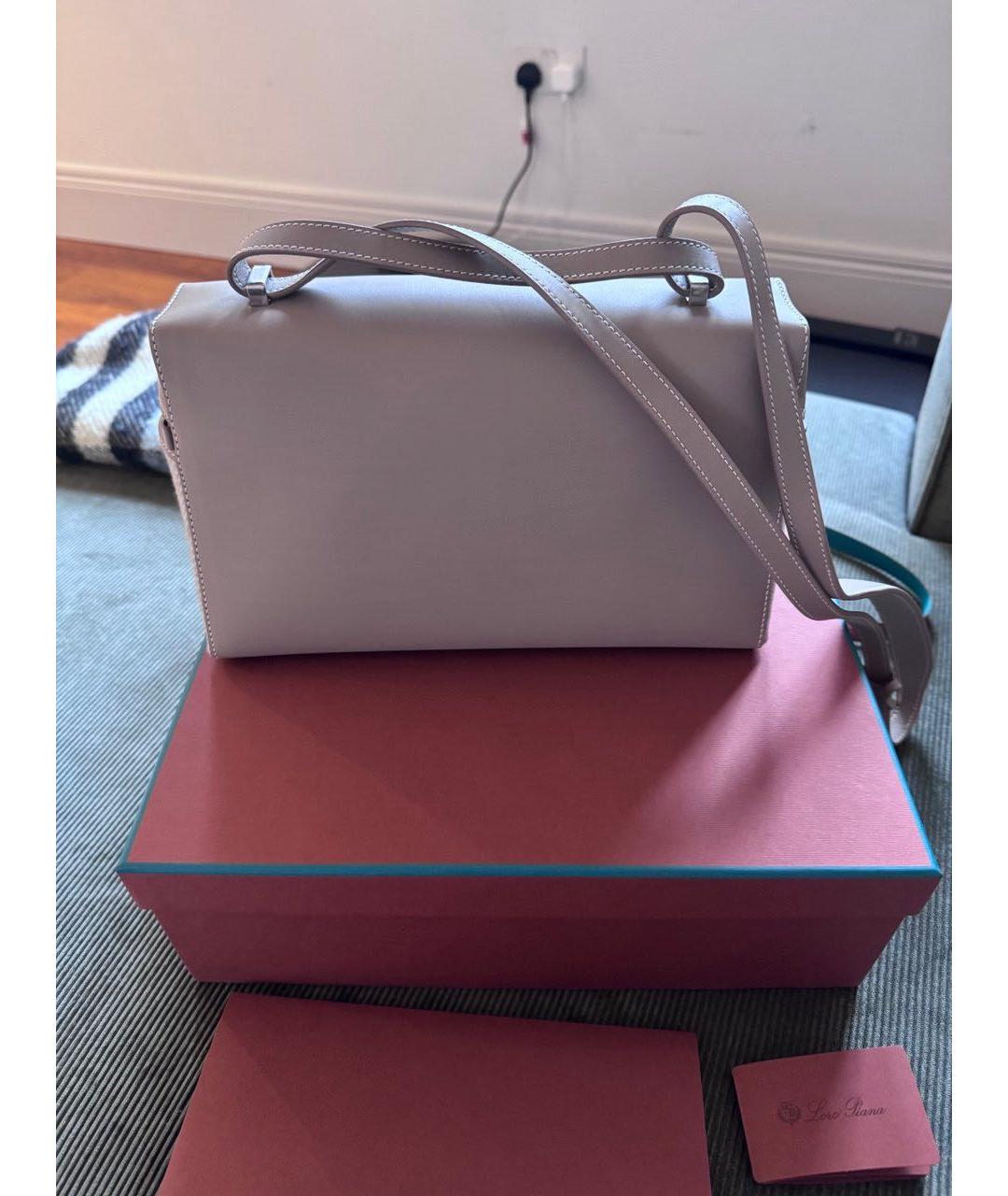 LORO PIANA Серая кожаная сумка через плечо, фото 3