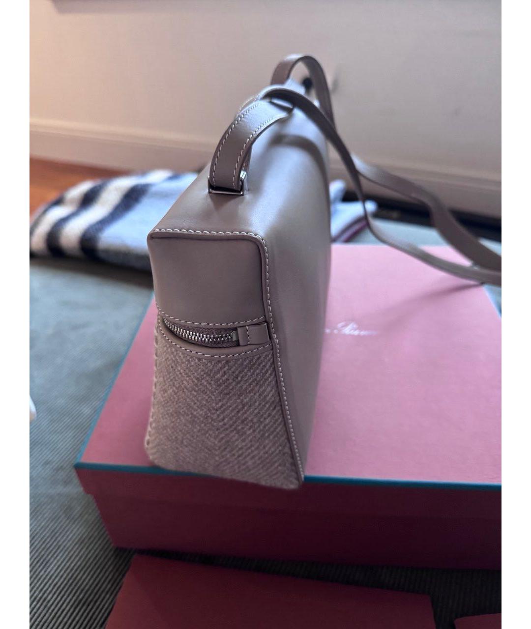 LORO PIANA Серая кожаная сумка через плечо, фото 2