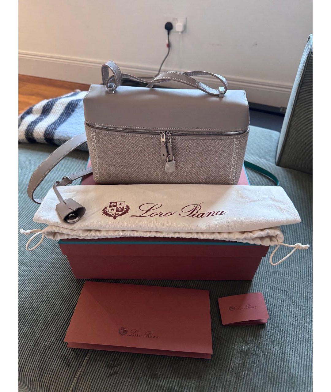 LORO PIANA Серая кожаная сумка через плечо, фото 5